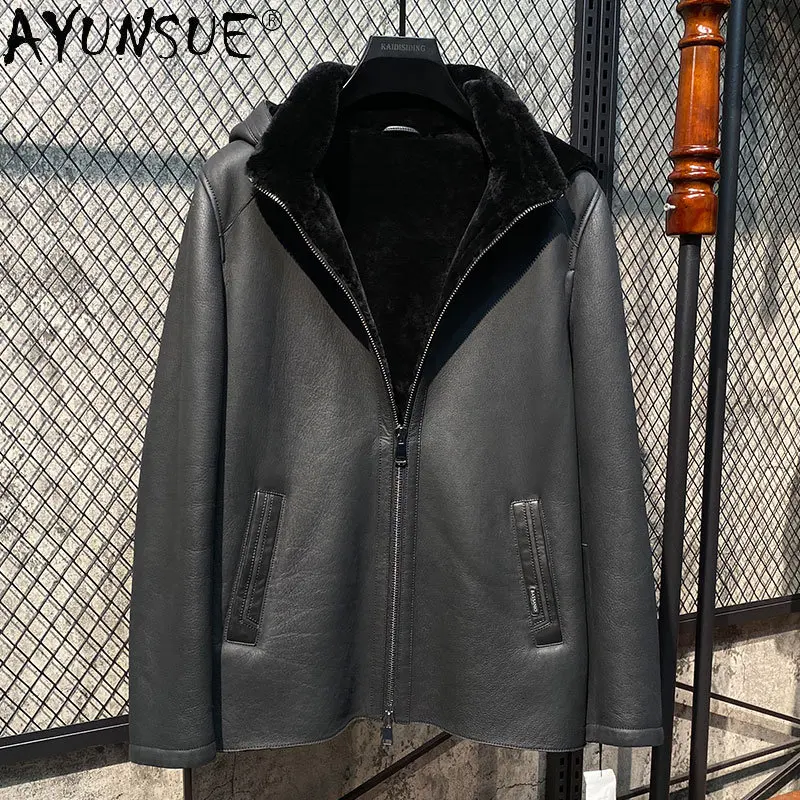 

AYUNSUE оригинальное пальто из овчины с натуральным мехом Мужская модная куртка из натуральной кожи зимние теплые пальто 2022 мужская куртка