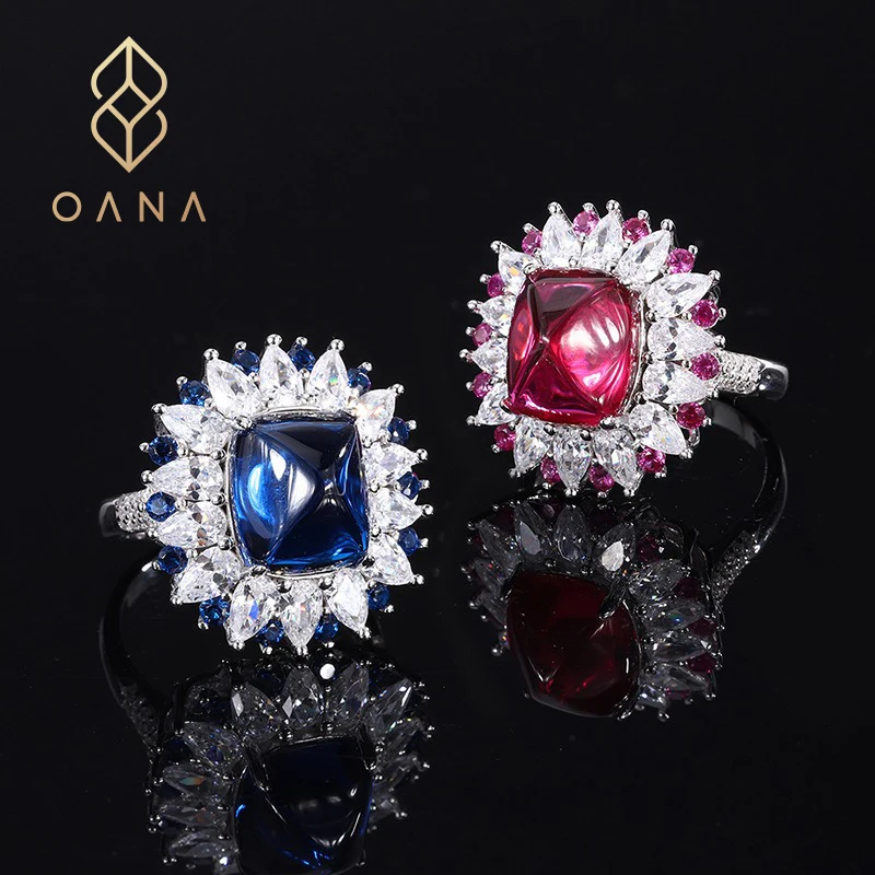 

OANA Suitable For Ladies S925 Full Body Silver Sunflower Imitation Color Treasure Style Sugar Tower Diamond Jewelry