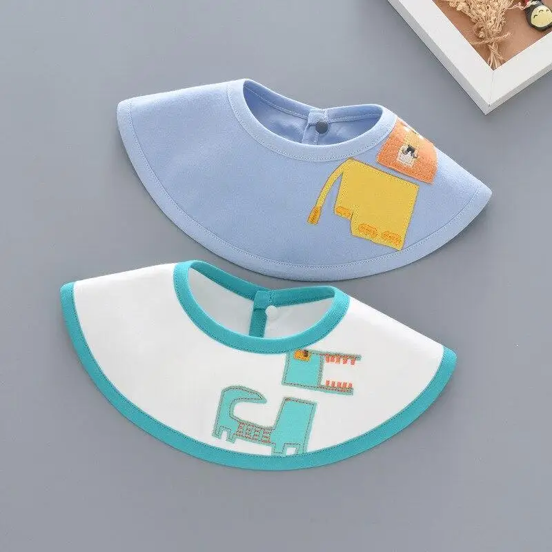 

2pcs/set Waterproof Bibs Round Cotton Baby Bandana Drool Bibs Boys Girls Babador Feeding Smock Infant Burp Cloth Saliva Towel