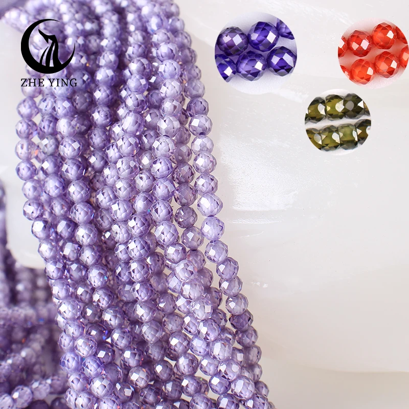 

Zhe Ying 3mm Faceted Natural Zircon Stone Beads Purple Loose Gemstone Faceted Rondelle Zircon Beads for Jewelry Making