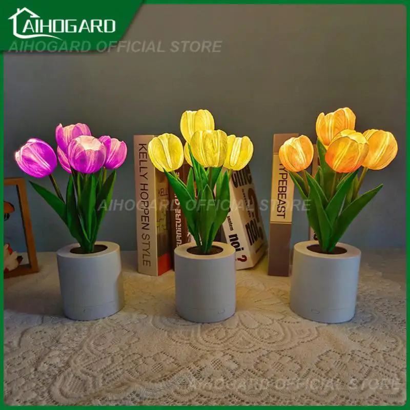 

Домашний декор, ночная Светодиодная лампа в виде тюльпана, романтичная Энергосберегающая светодиодная лампа в виде тюльпана с аккумулятором, настольная лампа в виде цветка, домашний подарок