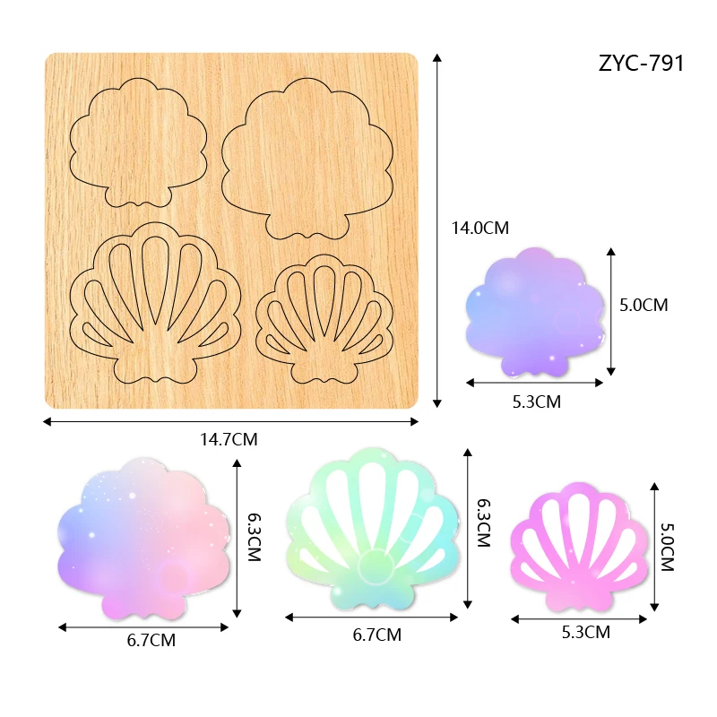 Деревянная форма для резки ракушки ZYC-791 подходит высекающих машин