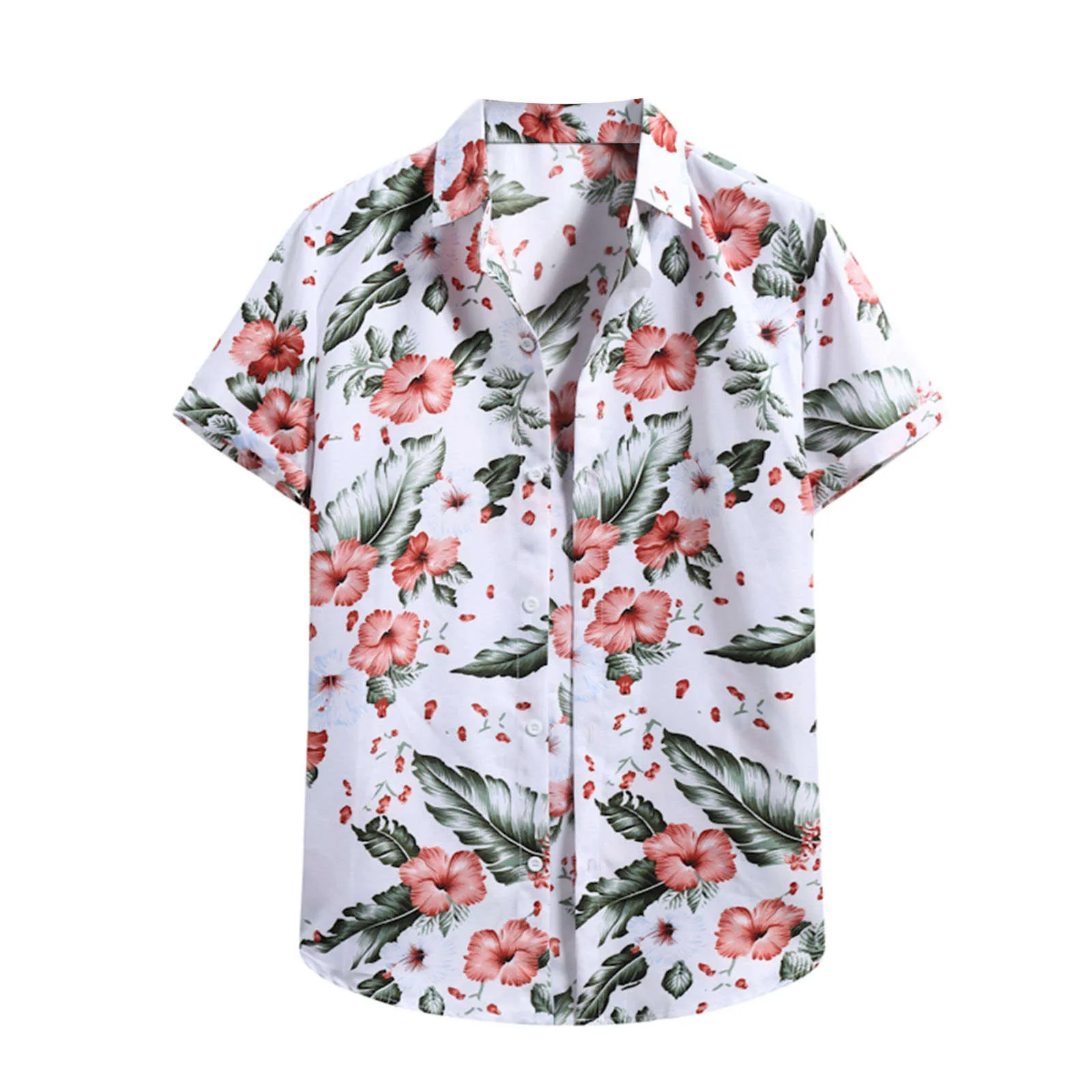 

Cardigan Short Turtleneck Men's Sleeve Flower Shirt Men's Hawaiian Shirt Beach Men Shirts Fashion Button