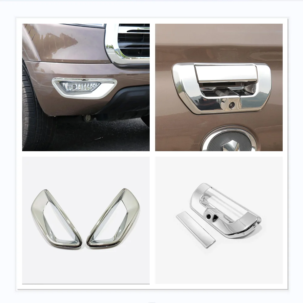 

For Great Wall Cannon GWM Poer Ute 2019 - 2022 Accessories Chrome Car Rearview Mirror Front Rear Fog Light Handle Car Logo Cover