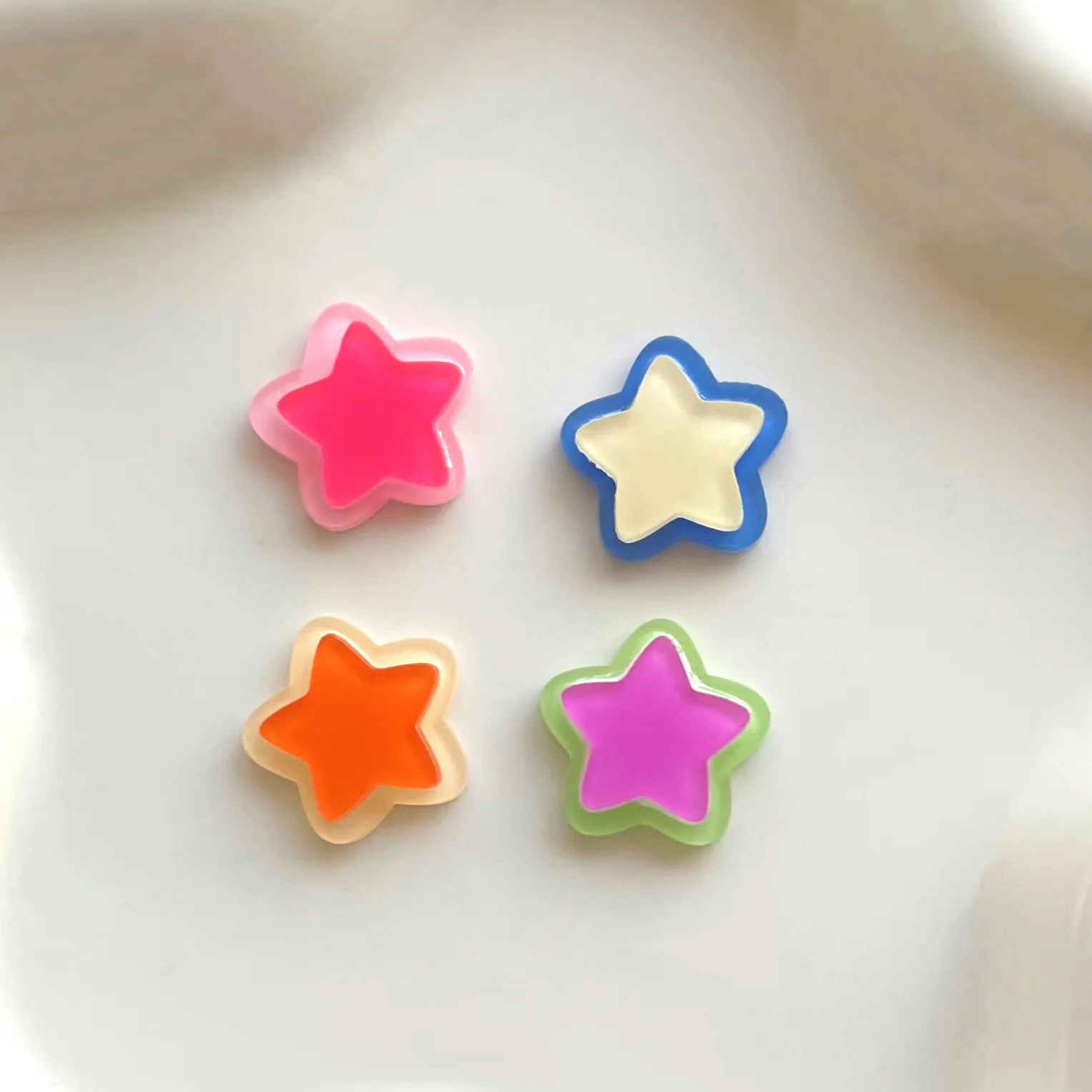 

Summer style 100pcs/lot color print cartoon stars shape acrylic cabochon beads diy jewerly earring/garment/hair accessory