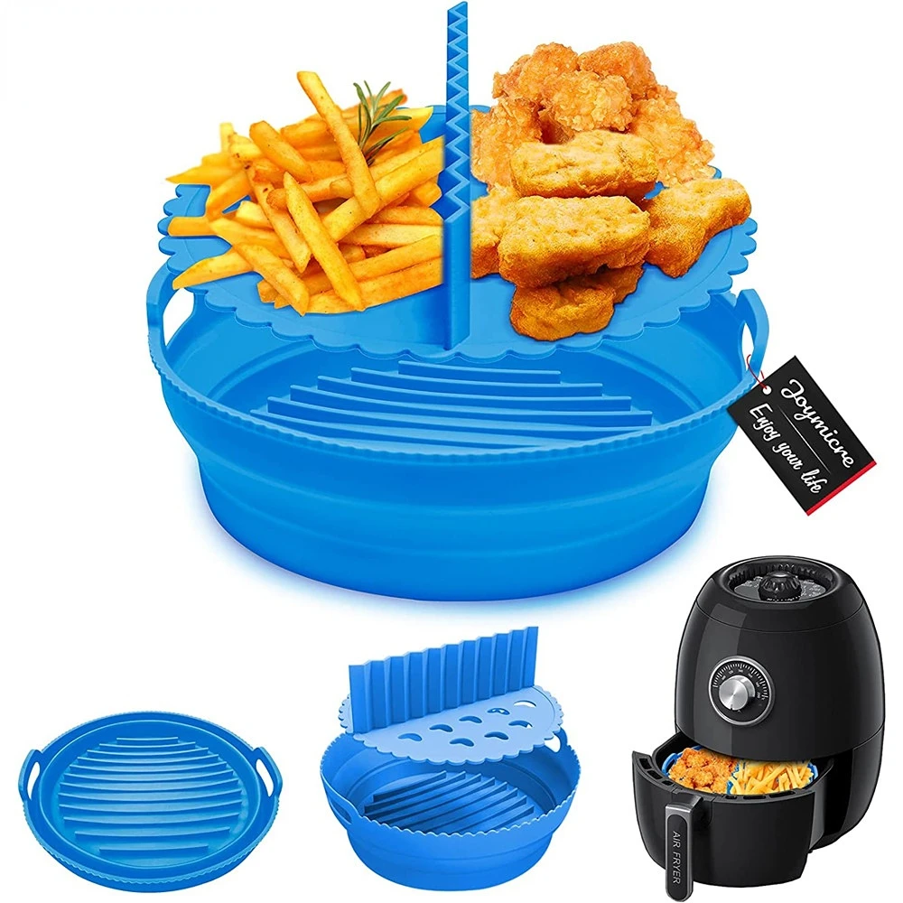 

Air Fryer Silicone Pot Basket Plate Kitchen Cooking Accessories Round Reusable Foldable Bpa Free Airfryer Baking Molds Pan