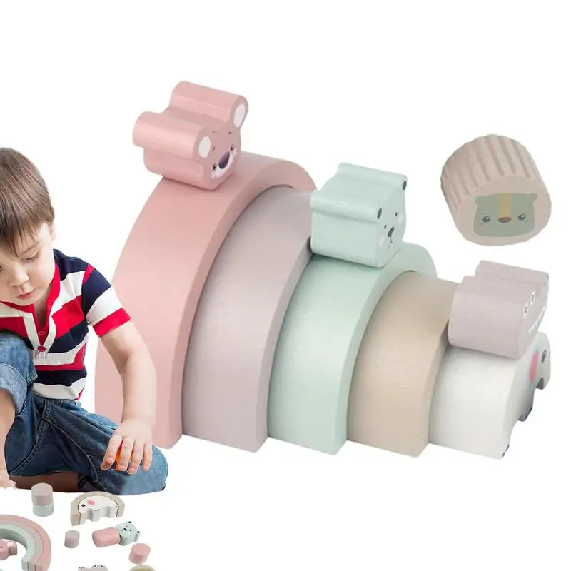 

Wooden Rainbow Wooden Rainbow Arch Bridge Montessori Animal Blocks For Fine Motor Skills Educational Toys For Boys Girls