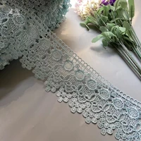 2yards turquoise embroidered flower lace ribbon trims for costumes sofa home textiles curtain trimmings dress edge applique 10cm