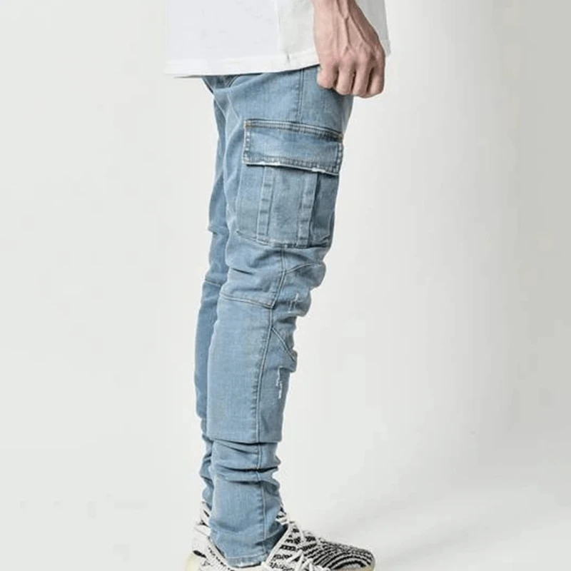 Men's Skinny-Fit Stretch Jean, Regular Fit Jeans Black Jeans Distressed Streetwear Men Spring and Autumn