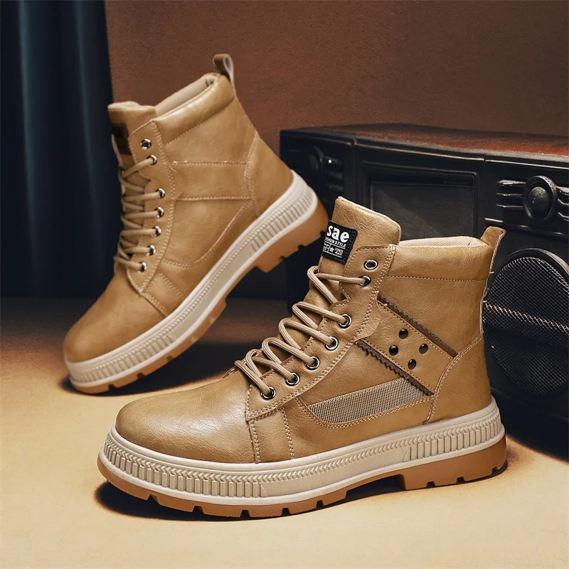

WinterBoots Men Casual High Top Shoes Sneakers Motorcycle Roman Ankle Boots Men British Style Outdoor Sneakers Punk Botas Hombre