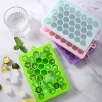 33 grid honeycomb ice box silicone ice cube mold with lid flexible hanging hole design diy box kitchen tools