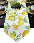 Акварель принт с лимонами, белый желтая настольная дорожка Декоративная скатерть покрытие стола для Свадебная вечеринка настольный флаг домашний декор