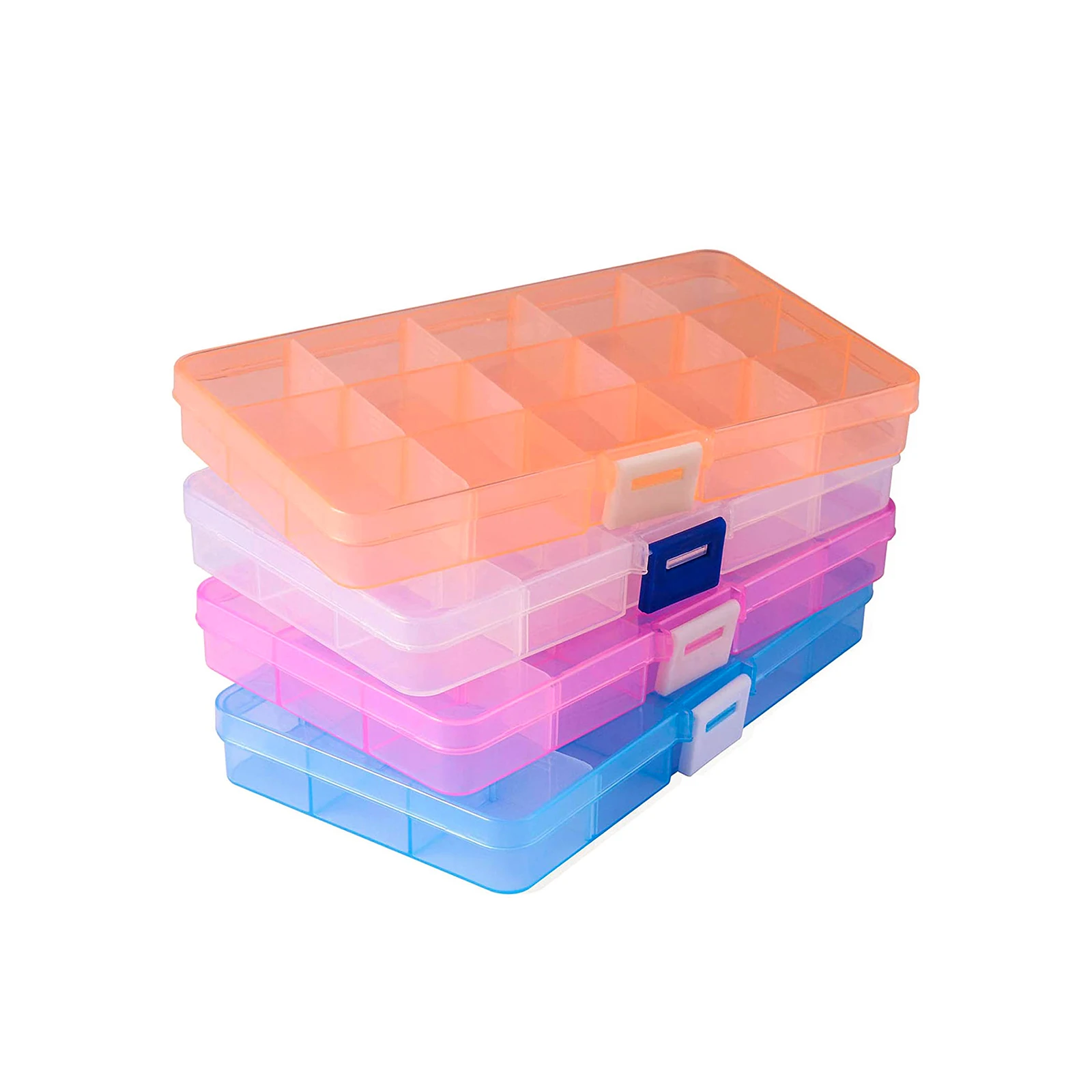 

15 Girds Plastic Jewelry Storage Containers Beads Organizer Boxes Fixed Grid Plastic Compartment Storage Organizers Accessories
