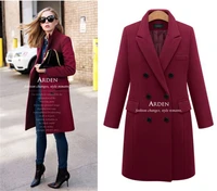 autumn and winter 2021 european and american medium and long size woolen womens coat double breasted woolen coat