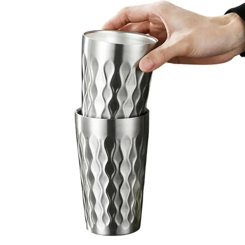 

Metal Camping Cups Stainless Steel Cups Double Wall 2PCS Stackable Beer Mug Cups For Party And Camping Picnic 300ML Stackable