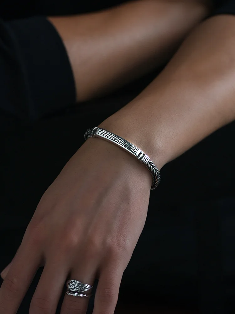 S925 серебро мужской и женский браслет в этническом стиле со свастикой модные