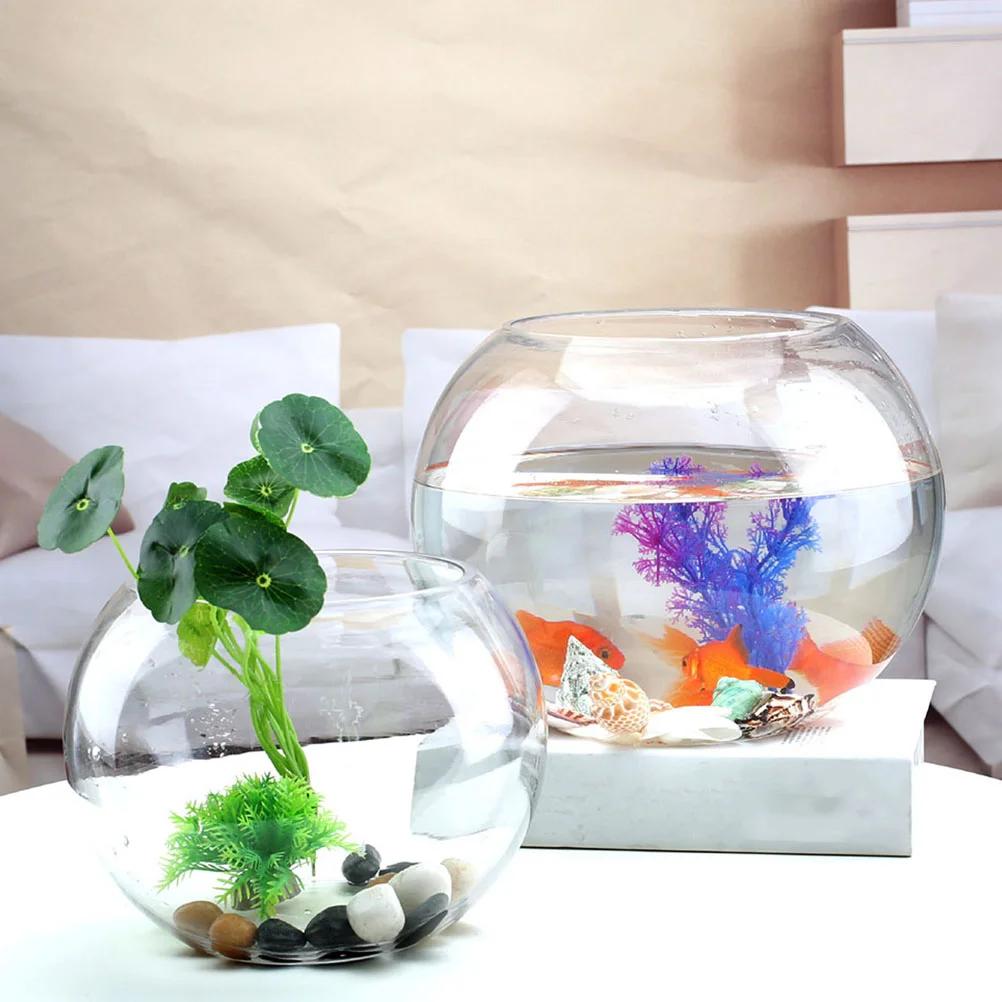 

Desktop Office Glass Goldfish Bowl Clear Fish Keeper Hydroponics Container Glass Fish Aquarium