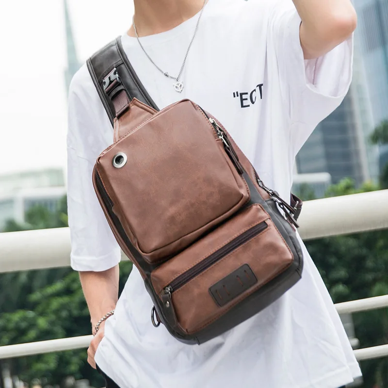 New Korean Version Trendy Men's Bag Casual Shoulder Messenger Bag Outdoor Sports Large-capacity Chest Bag