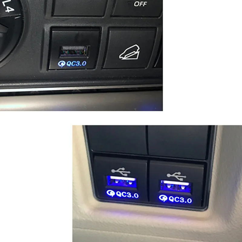 Автомобильное зарядное устройство QC3.0 с синей подсветкой USB-разъем для зарядки