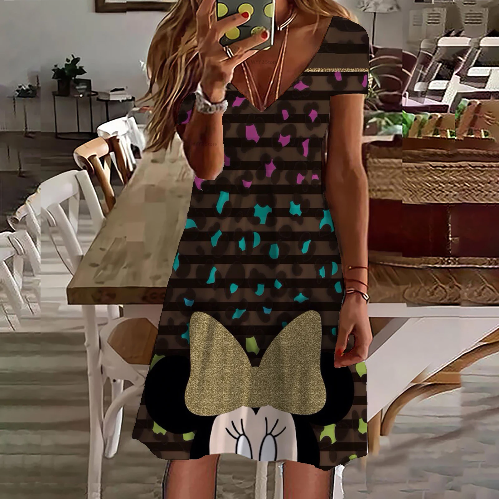 Женское летнее пляжное платье с принтом Минни Маус |