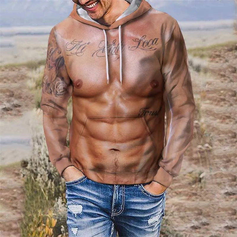 

Sexy Tattoo Muscle Hoodie 3D Printed Top Hoodies Men Women Autumn Oversized Sweatshirt Hip Hop Streetwear