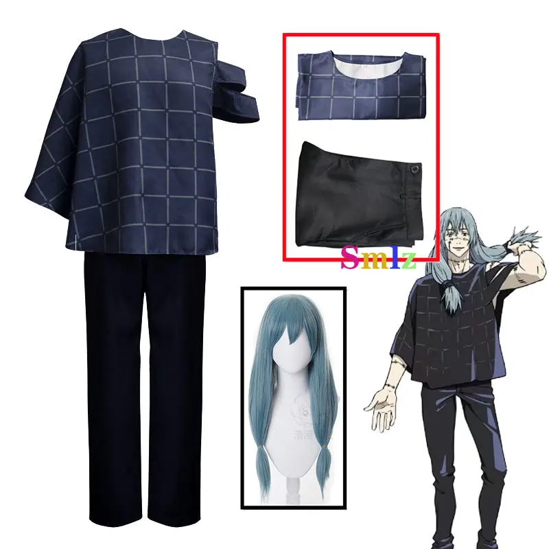 

Mahito Cosplay Anime Jujutsu Kaisen Costume Dark Blue Short Sleeve Shirt Pants Uniform Carnival Halloween Party Outfit