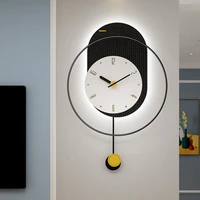 silent wall clock quartz 3d luminous black pendulum clock modern design living room reloj cocina pared decoration for home