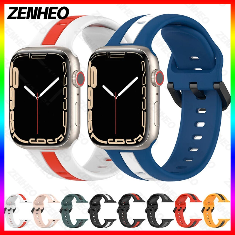 

Silicone iWatch Strap Band For Apple Watch Band Series 8 7 SE 6 38mm 40mm 41mm 42mm 44mm 45mm 49mm Watch Accessories