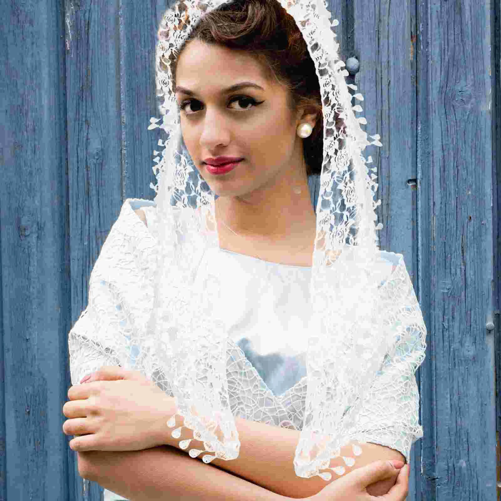 Церковная месса вуаль кружевной треугольный шарф шаль для девочек мантилья