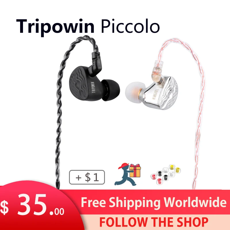 Динамические наушники-вкладыши Tripowin маленький, 11 мм, 2-полосный разъем, LCP, 0,78 мм, 2-контактный съемный высокочистый кабель - купить по выгодной цене