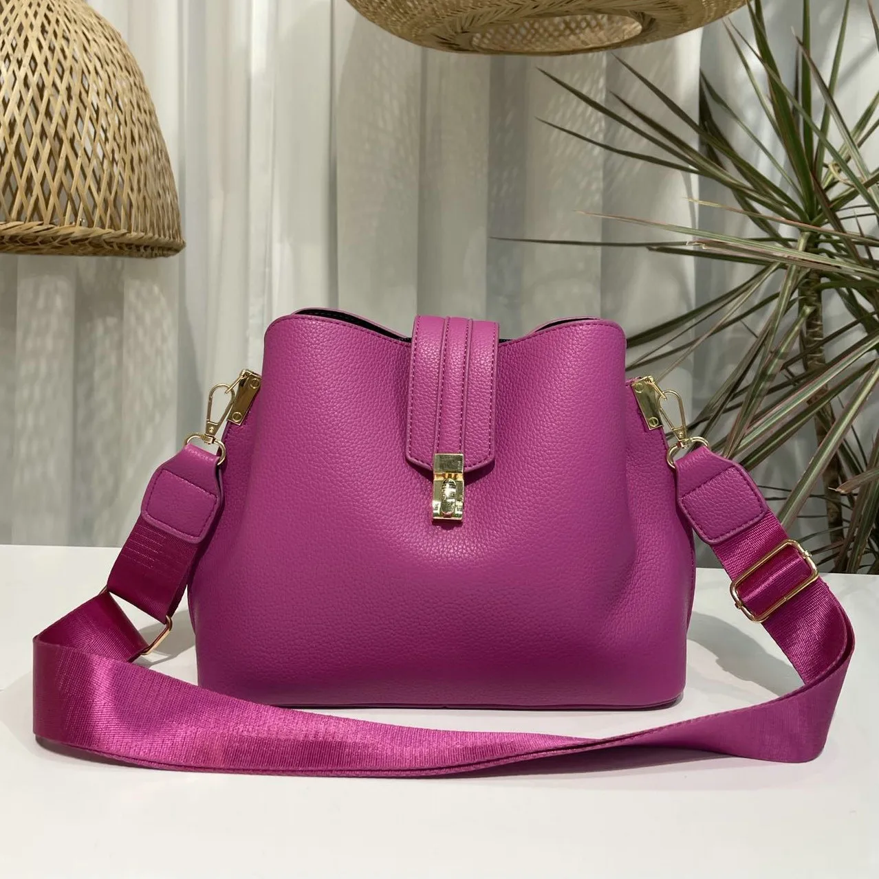 

Large Capacity Pu Leather Bucket Handbags Crossbody Bag For Women's Casual Messenger Travel Shoulder Bag Female Shopping Bag