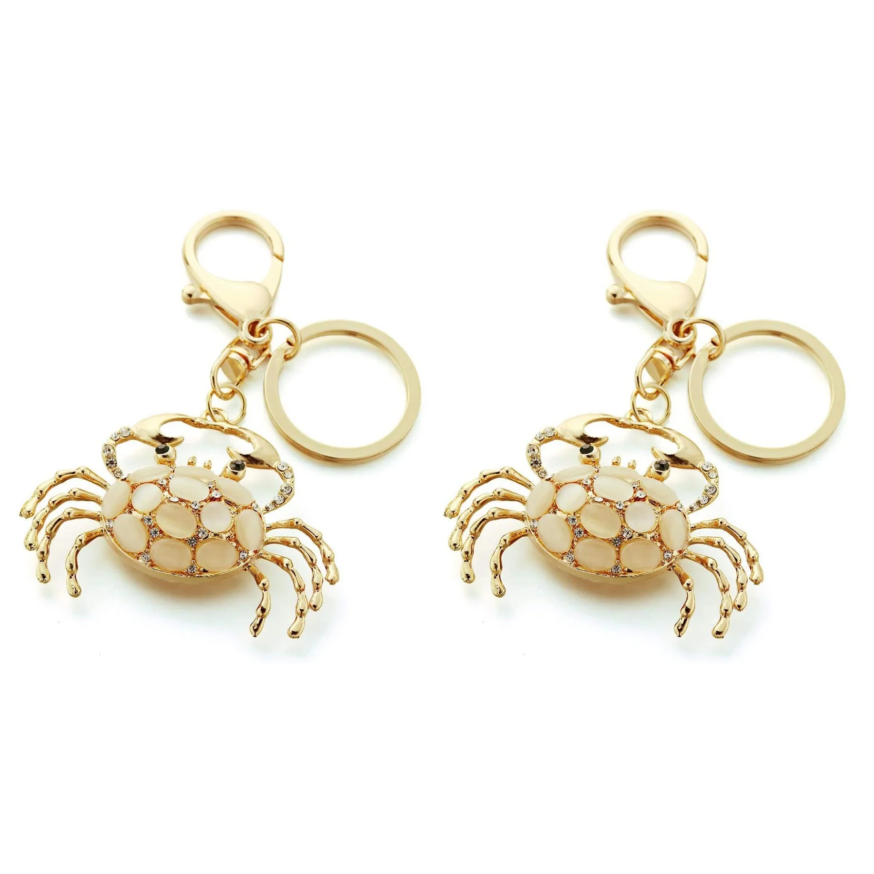 

2Pcs Animal Keyrings Crab Pendant Metal Keychain Charm Keyring Holder for Car School Bag Key Decoration