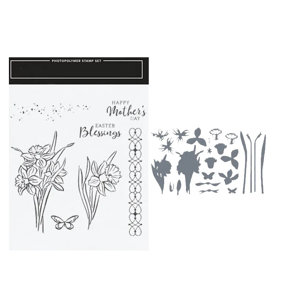 

Bunch Of Flowers Clear Stamp and Dies New 2022 DIY Scrapbooking Stencil Card Making Craft Album Decoration Metal Cutting Die