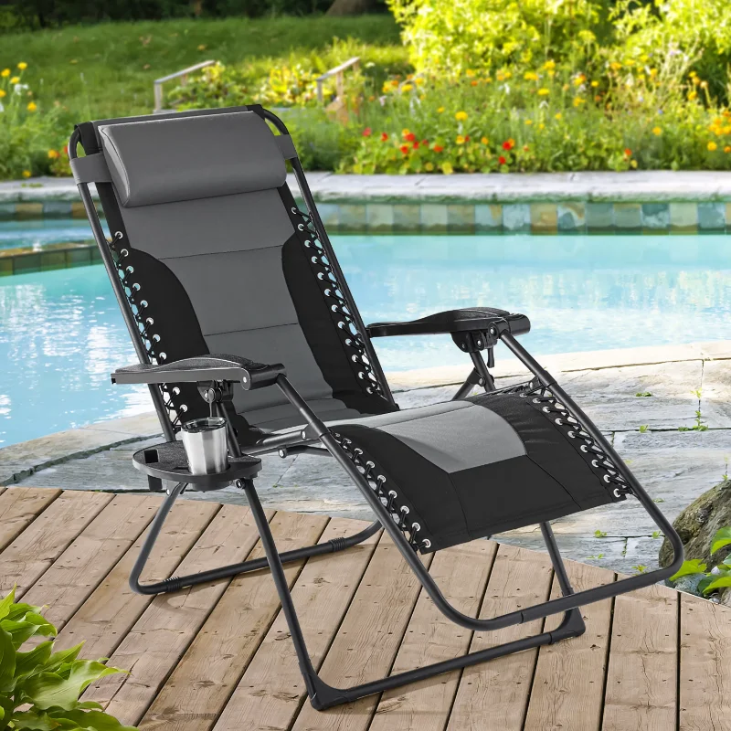 

Mainstays Outdoors Oversized Zero Gravity Chair Bungee Sling Lounger, Gray and Black garden furniture