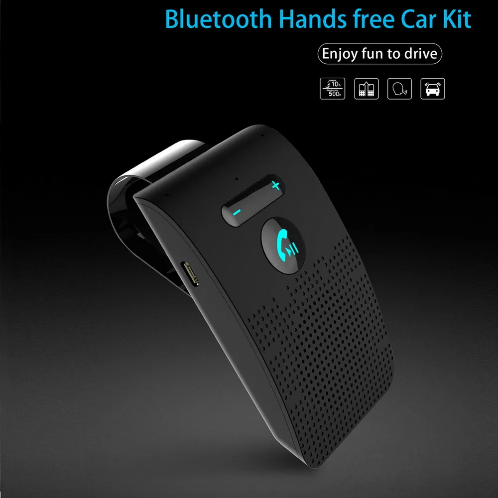 

Bluetooth Handsfree Car Kit 5.0 Sun Visor Clip Wireless Audio Receiver Speakerphone Loud Speaker Music Player with Microphone