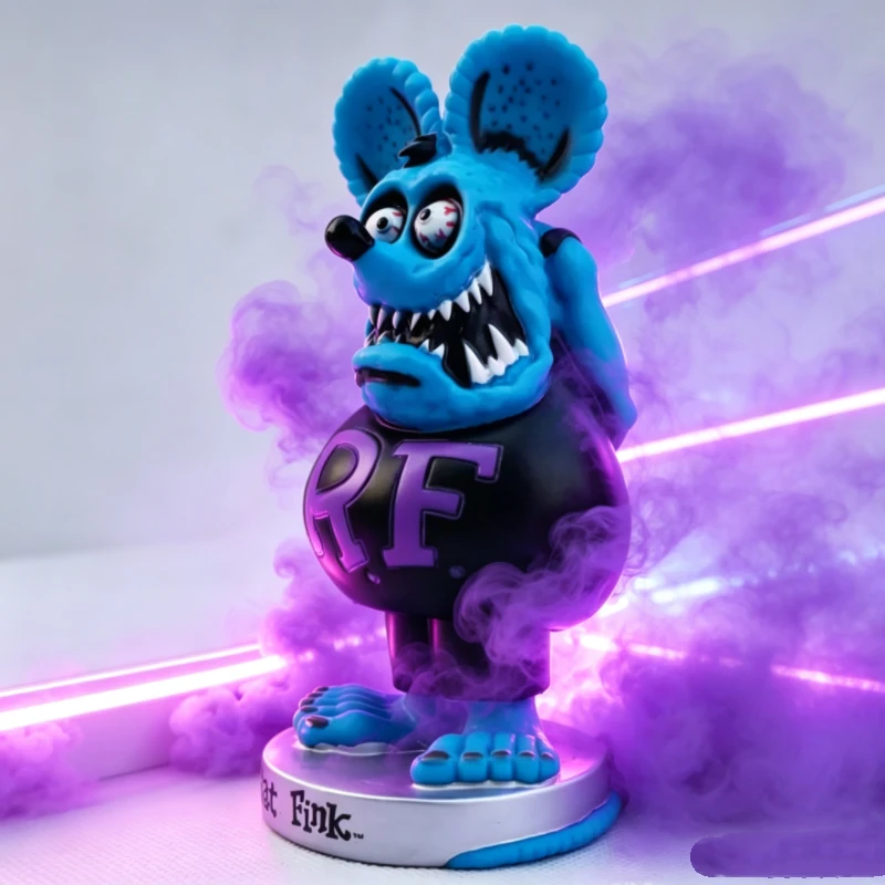 Фото Многоцветная фигурка Rat Fink, культовая фигура в стиле Hot Rod, вдохновленная Эдом Ротом, ретро-украшение для стола/автомобиля, идеальная для коллекции. №3
