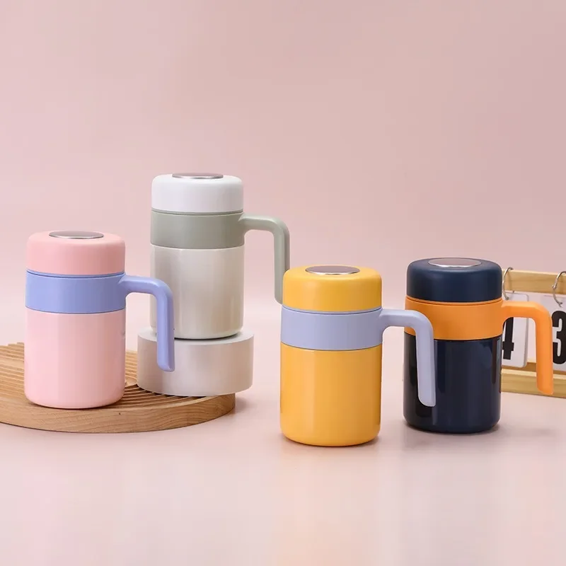 

New 316 stainless steel mug Double layer tea cup with tea glass vacuum cup Business with handle office home cup