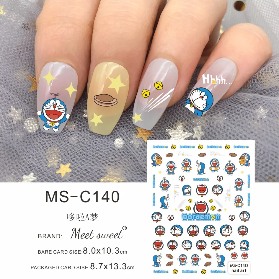 

1PCS Cartoon Cute Mechanical Cat Stickers For Nails Disney Anime Nail Art Supplies Nail Decals New 3D Adhesive Nail Stickers