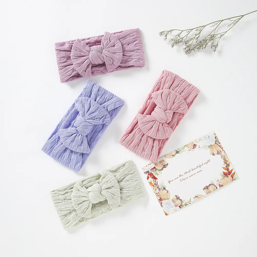 

Baby Nylon Headband Solid Color Soft Elastic Baby Headband Bows Knotted Turban Kids Headwear Baby Accessories Haarband Summer