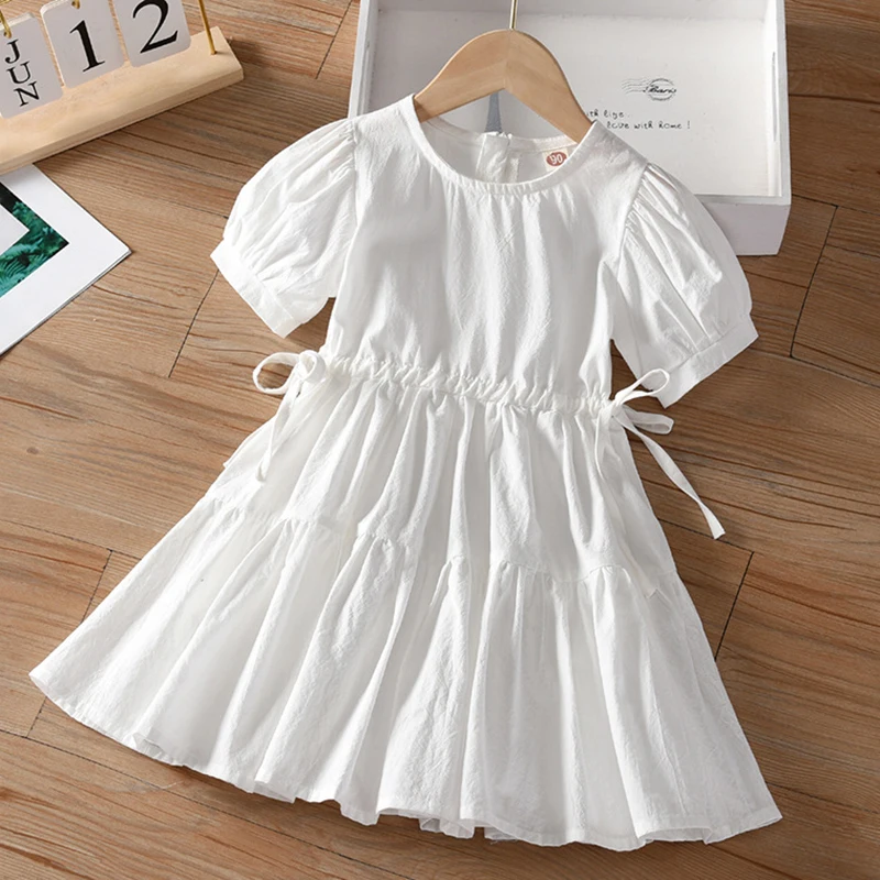 

Детское летнее хлопковое платье принцессы, с коротким рукавом