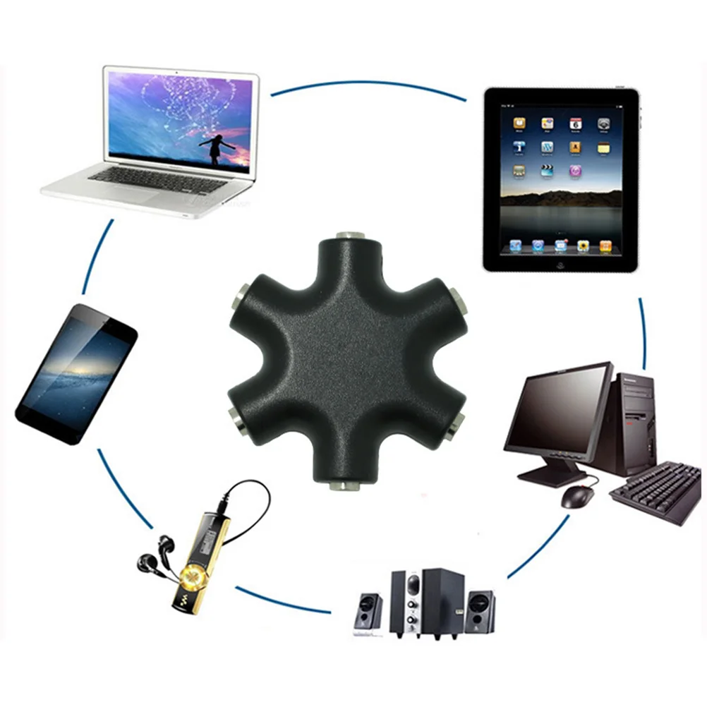 6-контактный разветвитель Снежинка 35 мм для аудио наушников адаптер