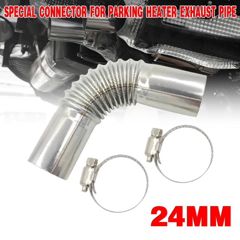 

24mm Elbow Pipe Air Diesel Parking Heater Exhaust Pipe Connector w/Clamps For Webasto Diesel Heater