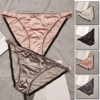 elastic low waist ice silk underwear solid color seamless sexy panties female briefs breathable women panties