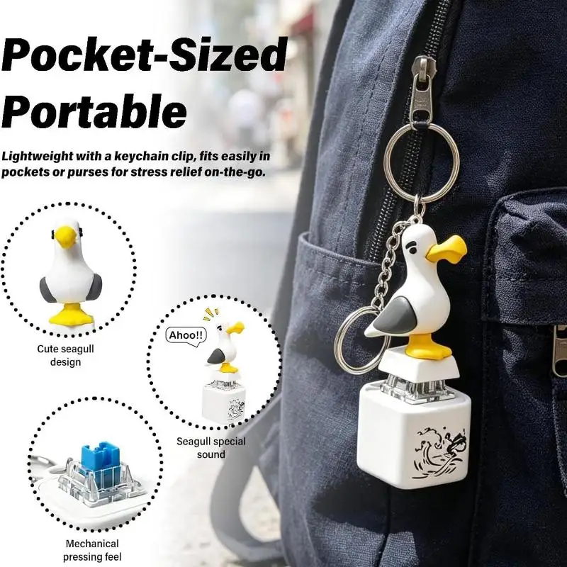 Фото Брелок-кнопка Seagull Mine со звуком и LED-подсветкой, перезаряжаемый, имитирующий нажатие клавиши, антистресс, забавный подарок №1