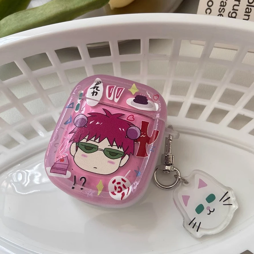 Kawaii Saiki Kusuo Прозрачный мягкий чехол для Airpods 4 3 2 1 Pro милый креативный защитный в