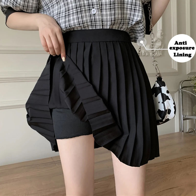 

Lucyever Sexy Women Pleated Skirts 2022 Summer Elastic High-waisted Mini Skirt Woman Korean Preppy Style A-line Short Skirts