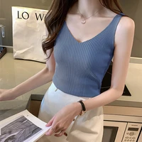 all season fashion woman solid casual t shirts sexy pullover v neck women office lady slim tees bottom knitted tanktop vest soft