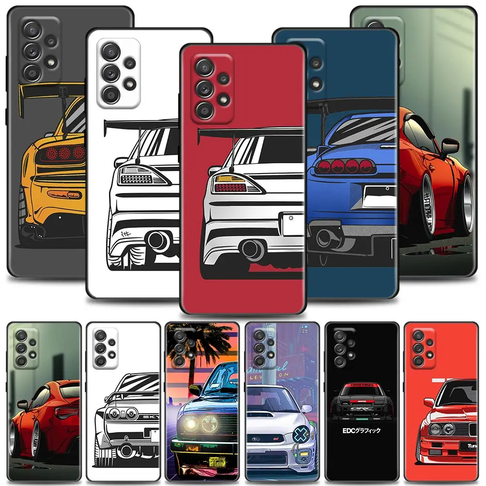

Cartoon JDM Cases For Samsung Galaxy A72 A52 A53 A42 A32 A33 A22 A12 A02 A51 A71 A01 Soft Coque Silicone Cover Sports Car M Male