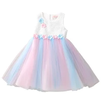2022 girls princess dresses 3 8y summer little girls vest lace patchwork dress sleeveless mesh children sequins party dress kids