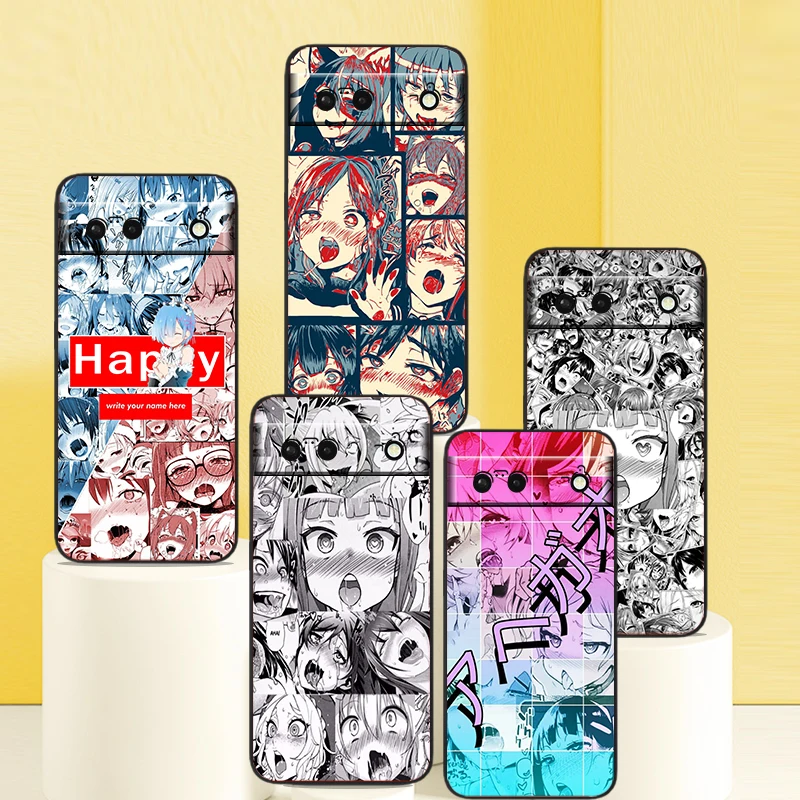 

Anime ahegao manga girl Phone Case For Google Pixel 7 6 Pro 6A 5A 5 4 4A XL 5G Black Shell Soft Cover Fundas Coque Capa